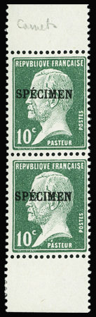 N°170-CI 1 10c vert en paire verticale surchargé SPECIMEN,
