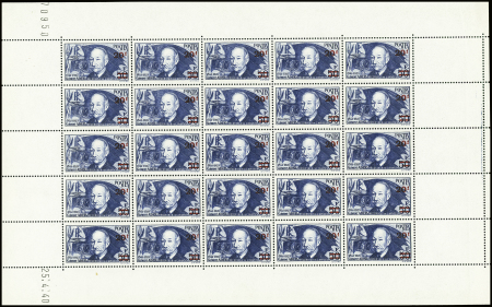 N°493 Clément Ader surchargé en feuille complète de