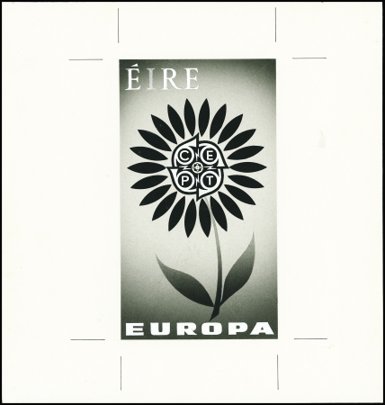 IRLANDE Maquette du timbre Europa 1964, du dessinateur