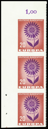 ALLEMAGNE n°446Udr Bande de 3 du Timbre Europa 1964