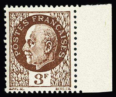 N°525B Pétain, 3f brun, non émis, neuf **, TB. Signé