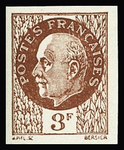 N°525B Pétain, 3f brun, non émis, non dentelé, neuf