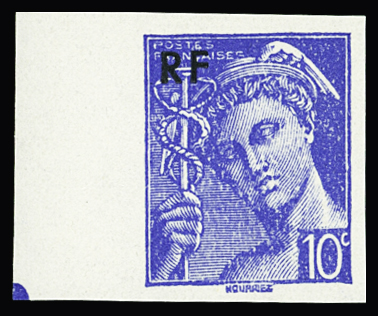 N°657a 10c outremer et 30c rouge non dentelé, Bdf,
