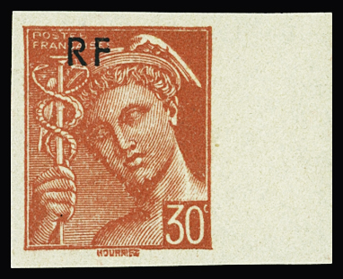 N°657a 10c outremer et 30c rouge non dentelé, Bdf,
