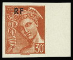 N°657a 10c outremer et 30c rouge non dentelé, Bdf,