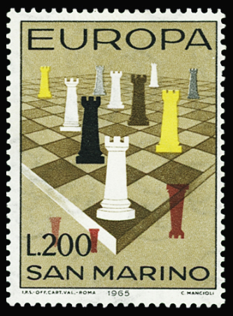 SAINT-MARIN n°654, Europa 1965 Saint Marin 200L polychrome,