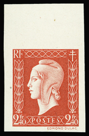 N°693a 2f40 rouge non dentelé, Bdf, neuf **, TB. Signé