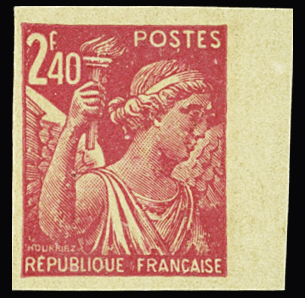 N°654d 2f40 rouge, non dentelé, variété impression