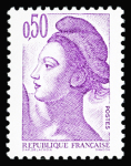 N°2184c 50c violet papier couché sans bande phosporescente,