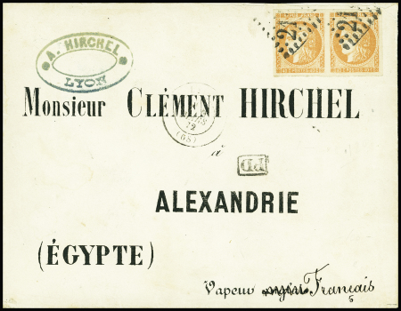 N°48 40c orange en  paire obl. GC sur belle enveloppe