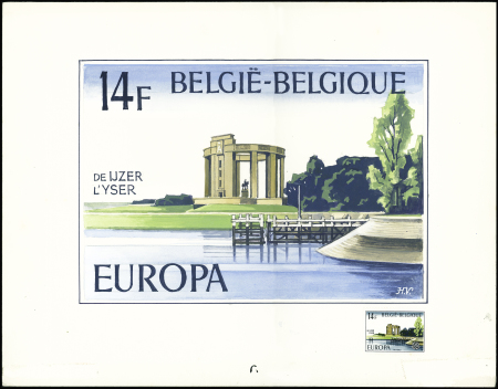 BELGIQUE n°1906, Superbe maquette du timbre Europa