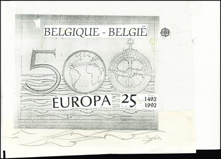 BELGIQUE Maquette en plusieurs étapes du timbre Europa