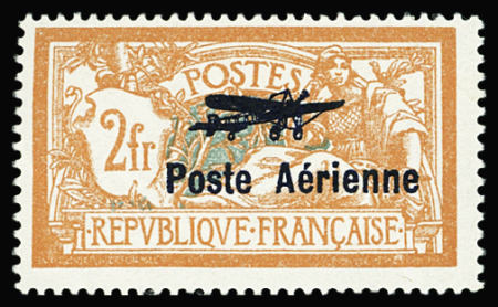 N°1a 2f orange et vert-bleu, variété coin de l'écusson