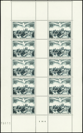 N°F20 500f "Ponts de Paris (UPU)" feuille de 10 timbres,