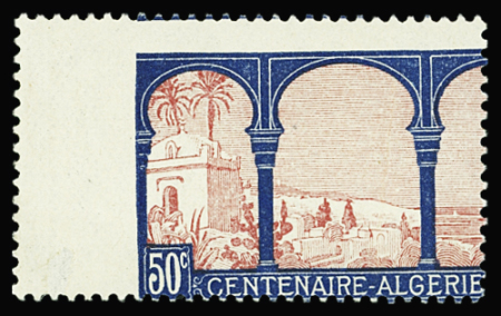 N°263 50c vue d'Alger, variété piquage déplacé, neuf