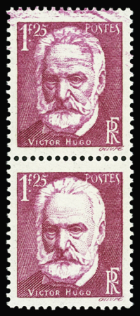 N°304 1f25 Victor Hugo, variété impression maculée