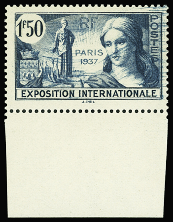 N°336 1f50 Expo de Paris, variété impression maculée,