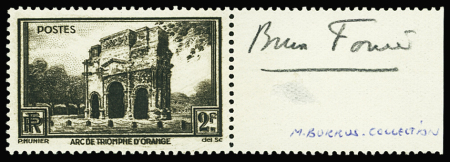 N°389 2f Arc de Triomphe d'Orange, variété impression