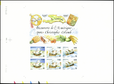 MONACO Bloc-feuillet n°57 EUROPA 1991, non dentelé