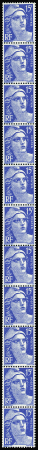 N°37 15f outremer en bande verticale de 11, neuf **