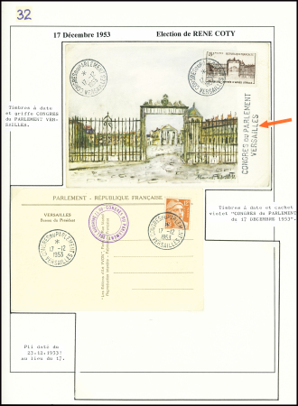 1953, Lot de 25 plis de l'élection de René Coty (17