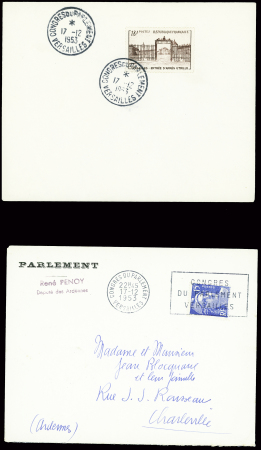 1953, Lot de 25 plis de l'élection de René Coty (17
