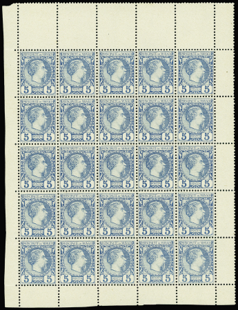 N°3 5c bleu, en panneau complet 25 exemplaires neuf