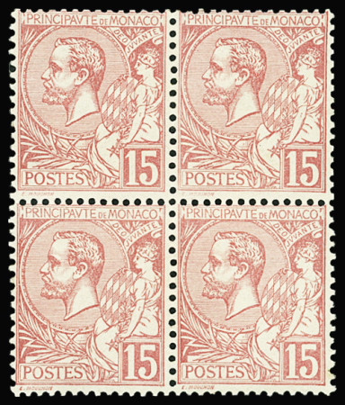 N°15 15c rose, en bloc de 4, neuf **, TB, R