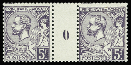N°46 5f violet, paire avec millésime 0, neuf **, TB
