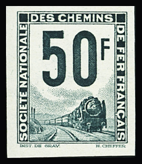 N°38A/38B 50f rouge, 50f vert foncé non dentelés, neuf