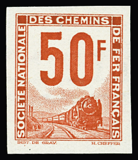 N°38A/38B 50f rouge, 50f vert foncé non dentelés, neuf