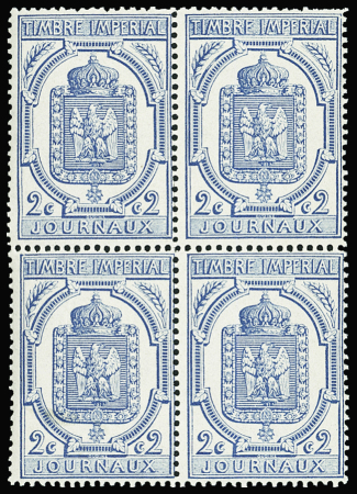 N°8 2c bleu en bloc de 4, neuf **, TB