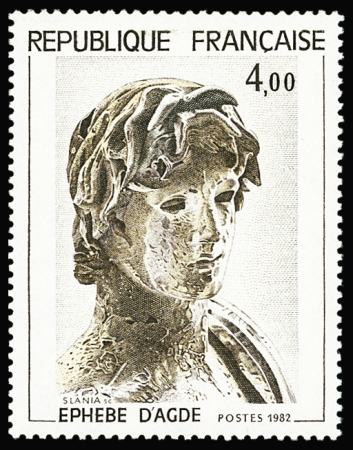 N°2210 4f Statue "l'Ephèbe d'Agde", variété COULEUR