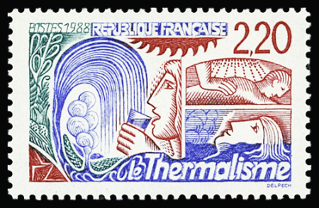 N°2556a 2f 20 thermalisme, variété 2 f 20 ROUGE au