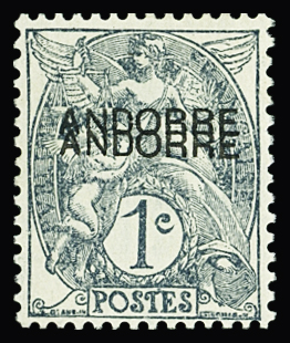 N°2a 1c gris, variété double surcharge, neuf *, TB.