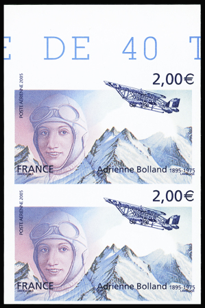 N°68 2€ Adrienne BOLLAND, variété NON DENTELEE, en