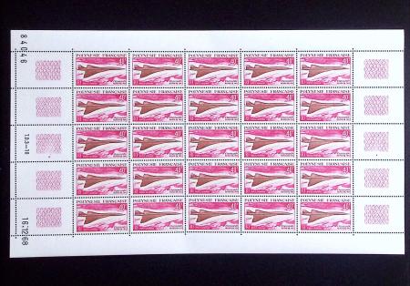 1969 série "Concorde", les 7 TOM en feuille de 25,