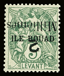 N°36Aa 2m sur 5c vert sur timbre Ile Rouad surcharge