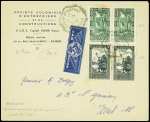 Algérie n°107 en paire + n°114, 2 pièces, obl hex "La Senia aéroport Oran" (1.9.1939 - n'a fonctionné qu'un seul jour, fermé le 2 sept du fait de la mobilisation)