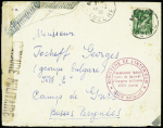 N°432 obl Mende Lozère (1940) sur lettre d'une internée bulgare avec cachet rouge