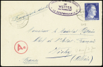 Allemagne n°717 sur lettre avec cachet ovale violet "Amicale des travailleurs français de Wetter Gau Westfalen sud - le responsable"