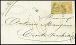N°28 + 31 obl petite griffe noire "Via di Mare" de 23mm