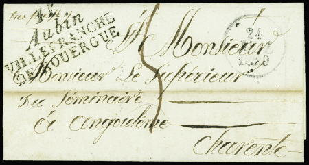 Double cursive "11 Aubin Villefranche de Rouergue", ind 19. TB
