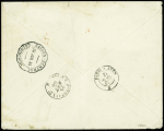 COL.Gen n°27 + 50 obl CAD "Tonkin corps EXPEDITre" (13 juil 85) sur lettre recommandée avec cachet provisoire noir "Postes et télégraphes Dap. Cau. Tonkin"