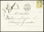 N°21 obl. losange de points "SP 2°" + CAD ambulant "Cherbourg à Paris 2°" (1865) sur lettre avec mention manuscrite "Boite de Nancy". TB