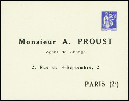 Env. 65c Paix TSC A.Proust, exceptionnellement non