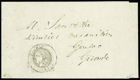 N°41B 4c gris report 2 obl CAD type 17 "Rignac (11)"