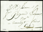 Lettre en port dû de Nantes pour Lille réexpédiée à Tourcoing avec au verso MP "DEB Lille", signé V.Pothion, ind 19. TB