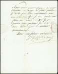 Lettre de Bordeaux pour St Clément par Paris (1800) mal dirigée avec mention ajoutée "P. Nancy" et au verso marque cursive au tampon "Deb. De Nancy"