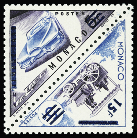 N°461/462d 15f sur 5f bleu clair et violet variété